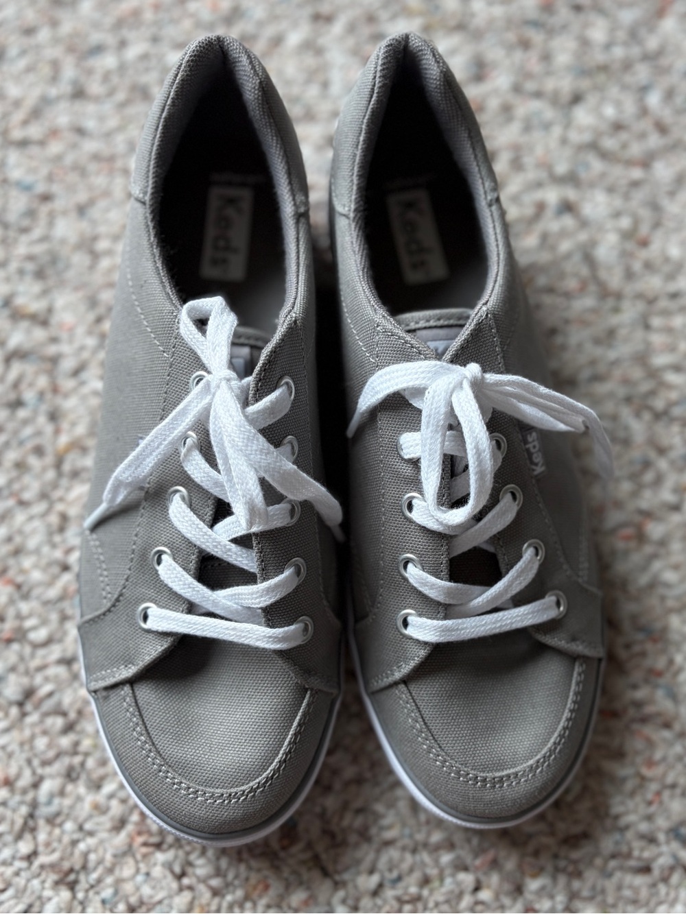 Keds Softerra Gray Canvas Lace Up Womens  Size 7 Comfort Casual Sneakers Shoes